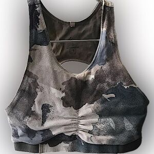 Small Alternative Apparel Move Sports Bra - Blue Gray & White Cloud Swirl